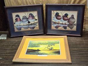 lot 259 image: Lot of 3 Duck Related Prints - Sensing Danger Rhynard 1991 and 2 by Peter Moustakos