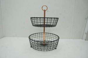 lot 169 image: Double basket decor, metal, 22 tall