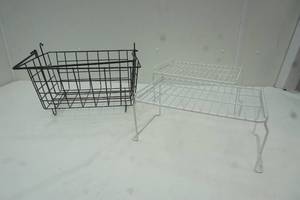 lot 170 image: Metal basket and shelving