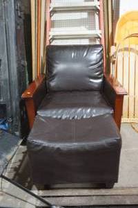 lot 257 image: leather and wood arm chair