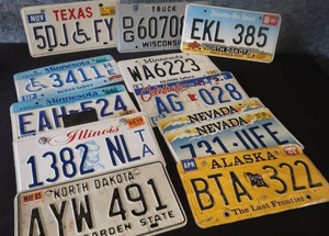 VINTAGE LICENSE PLATES.
