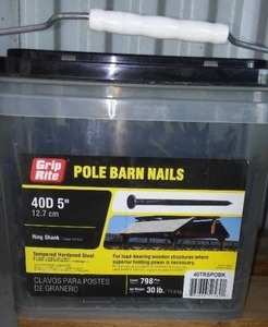 lot 804 image: Grip Rite Pole Barn Nails. 40D, 5 in.