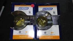 lot 875 image: Schlage Deadbolt (2) Bright Brass.