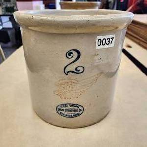 lot 37 image: 2 Gallon Redwing Crock