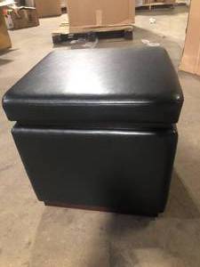 Linon Home Decor Savoy Black Faux leather Square Storage Ottoman Customer Returns See Pictures
