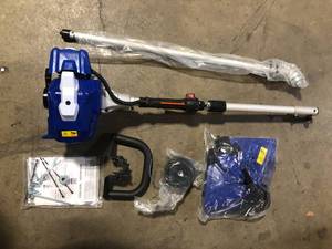 WILD BADGER POWER 26 cc 2-Stroke 2-in-1 Gas Full Crank Straight Shaft Grass Trimmer with Brush Cutter Blade and Bonus Harness Customer Returns See Pictures