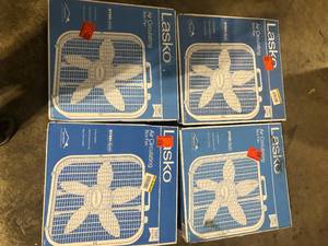 Lot of Lasko 20 in. 3 Speeds Box Fan in White with Save-Smart Technology for Energy Efficiency, Carry Handle   Customer Returns See Pictures