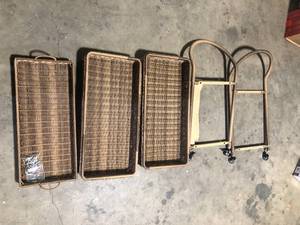 Hampton Bay Creekside Brown Rectangular Resin Wicker Outdoor Accent Table Bar Cart  Damaged Customer Returns See Pictures
