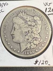 1890-CC US MORGAN SILVER DOLLAR VG