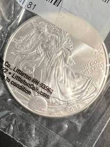 2008 AMERICAN SILVER EAGLE 1 TROY OZ .999 FINE SILVER UNC