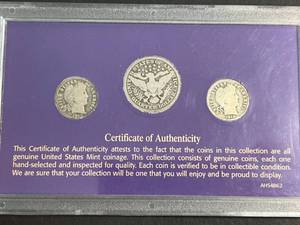 BARBER COIN COLLECTION 3 COIN SET