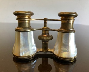 lot 151 image: Very Nice Vintage French Mother of Pear Brass Opera Glasses