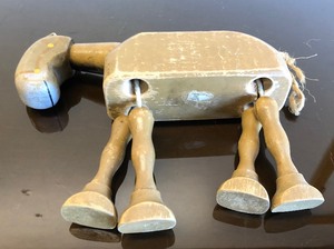 lot 156 image: Larger Size Original 1922 Jointed Wood Horse Toy - Spark Plug