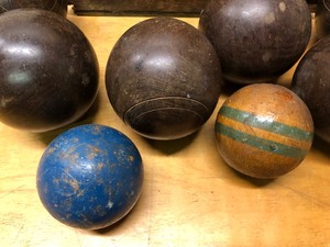 lot 176 image: Antique Bocce Ball or Lawn Bowling Set