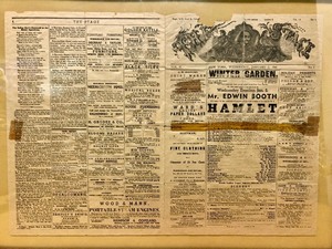 lot 182 image: Original Antique Framed HAMLET Stage Production Advertisement - 1866 New York