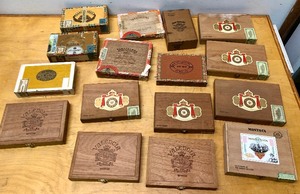 lot 184 image: Lot of 16 Wooden Cigar Boxes