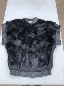 lot 202 image: Retro Vintage 1980s era Black Rabbit Fur & Leather Vest