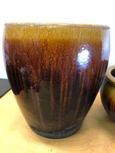 lot 194 image: Very Nice Group of 3 Large Glazed Stoneware Pottery Planters