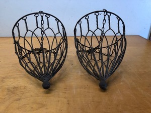 lot 196 image: Pair of Vintage Twisted Wire Hanging Baskets
