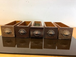 lot 198 image: Set of 5 Antique Oak Sewing Cabinet Drawers