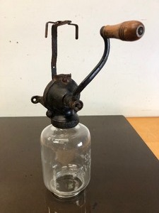 lot 199 image: Antique ATWOOD Cast Iron Wall Mount Coffee Grinder