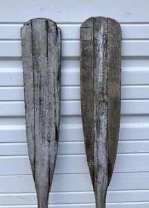 lot 115 image: Matching Pair of Old Vintage Canoe PaddlesOars
