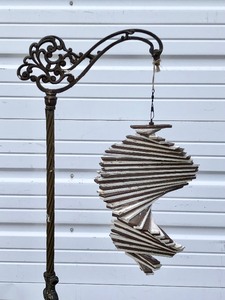 lot 117 image: Antique Bridge Lamp wSwirling Wind Decoration 