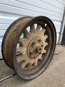 lot 119 image: Great Pair of Antique Wood Spoke Automobile Wheels