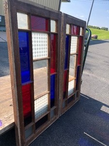 lot 325 image: Matching Pair of Antique Stained Glass Windows