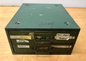 lot 299 image: Vintage Industrial Steel 2-Drawer UNION Parts Cabinet #2
