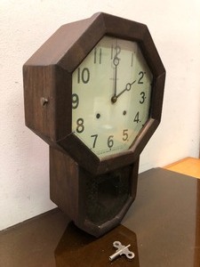 lot 110 image: Antique Circa 1920 Ansonia Regulator Wall Clock wOwned by 1930s Hollywood Actor Ronald Colman