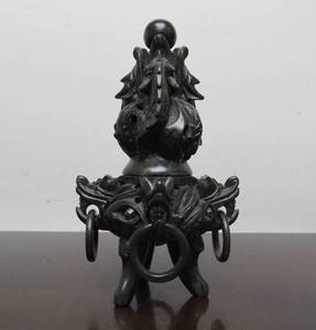 lot 39 image: Vintage Carved Chinese Hardstone Censer wDragons