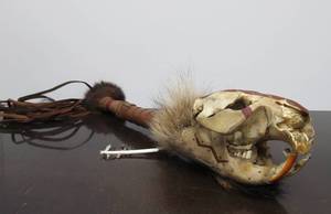 lot 54 image: Excellent Native American Skull Rattle