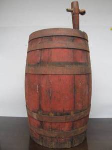 lot 57 image: Very Nice Antique Painted Wood Wine or Beer Keg