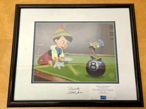lot 339 image: Framed Signed Limited Edition DISNEY Sericel - Behind the 8-Ball wPinocchio - Signed by Dickie Jones