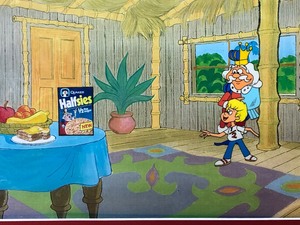 lot 338 image: Vintage 1980s Original Production Cel for Quaker Halfsies Cereal Commercial