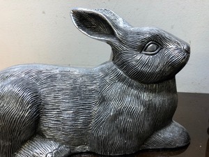 lot 348 image: Lot of 3 Larger Size Rabbits - Ceramic & Metal