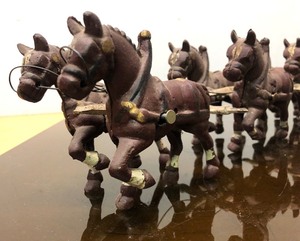 lot 425 image: Antique Style Cast Iron Horse-Drawn Wagon Toy