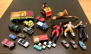 lot 430 image: Group of Vintage Diecast Cars Toys Carved Pipe etc