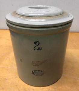 lot 438 image: Old RED WING 2 Gallon Stoneware Crock wLid