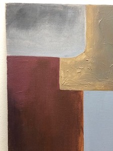 lot 86 image: Very Cool Signed Original Mid Century Oil on Canvas Abstract Painting #1 by Gayle Sundt (1943-2023) 