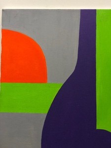 lot 87 image: Very Cool Signed Original Mid Century Oil on Canvas Abstract Painting #2 by Gayle Sundt (1943-2023) 