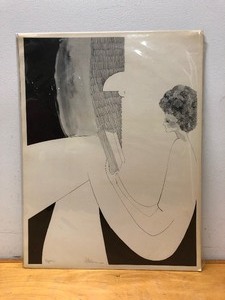 lot 94 image: Large Signed Vintage 1970s Print on Board by Minneapolis Artist Virginia Peterson - Repose