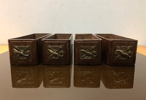 lot 105 image: Lot of 4 Matching Antique Oak Sewing Cabinet Drawers