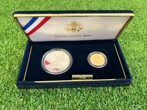 US Mint Jackie Robinson 50th Anniversary Commemorative Coins - .24 oz Gold Coin & .76 oz Silver Coin