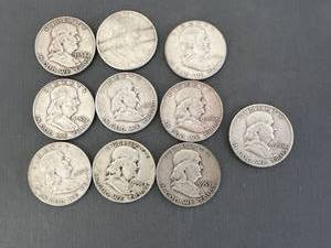10 Franklin Half Dollars