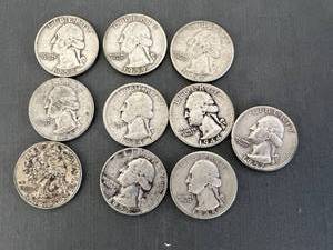 10 Silver Washington Quarters