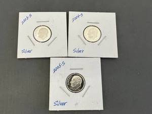 2003S, 2004S & 2005S Silver Roosevelt Dimes