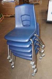 lot 30 image: 5 School Table Chairs on Wheels -Blue