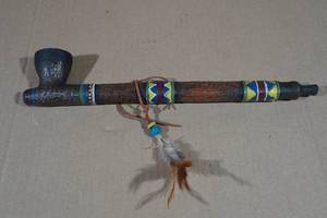 lot 54 image: Lakota Sioux Ceremonial Peace Pipe Replica